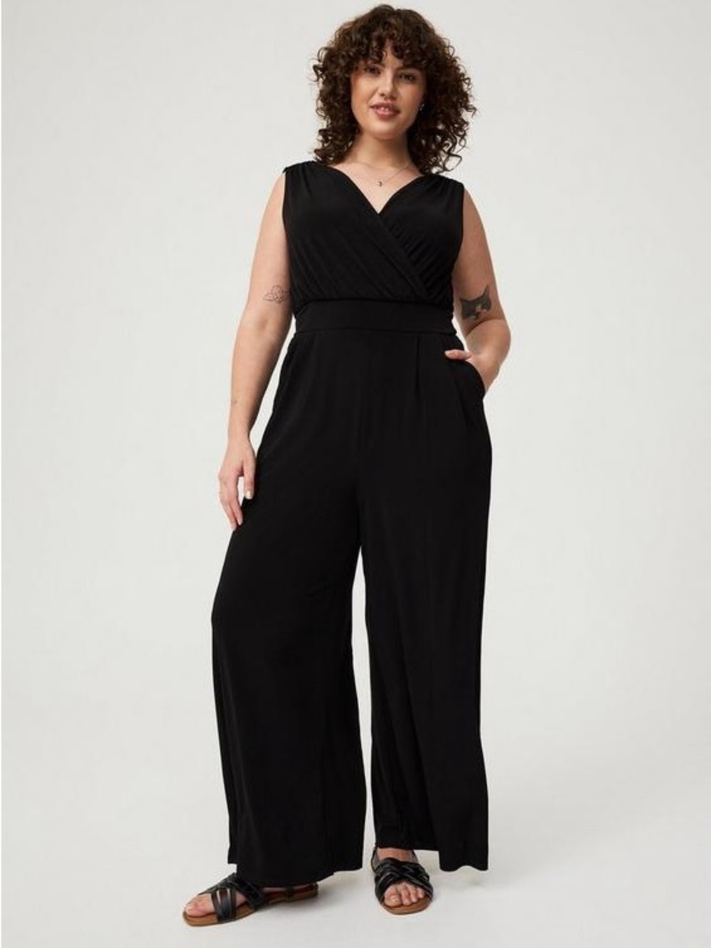 Studio Knit Surplice Tie Back Jumpsuit